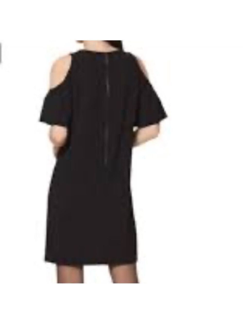 LIBBY EDELMAN Cold Shoulder Bodycon Little Black Dress Stretchy Size Small - Picture 2 of 6